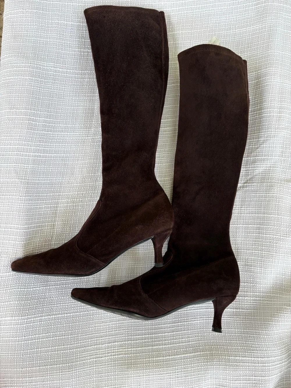 Stuart Weitzmen Women's Espresso/Dark Brown Suede Knee-High Heeled Boots Size 8
